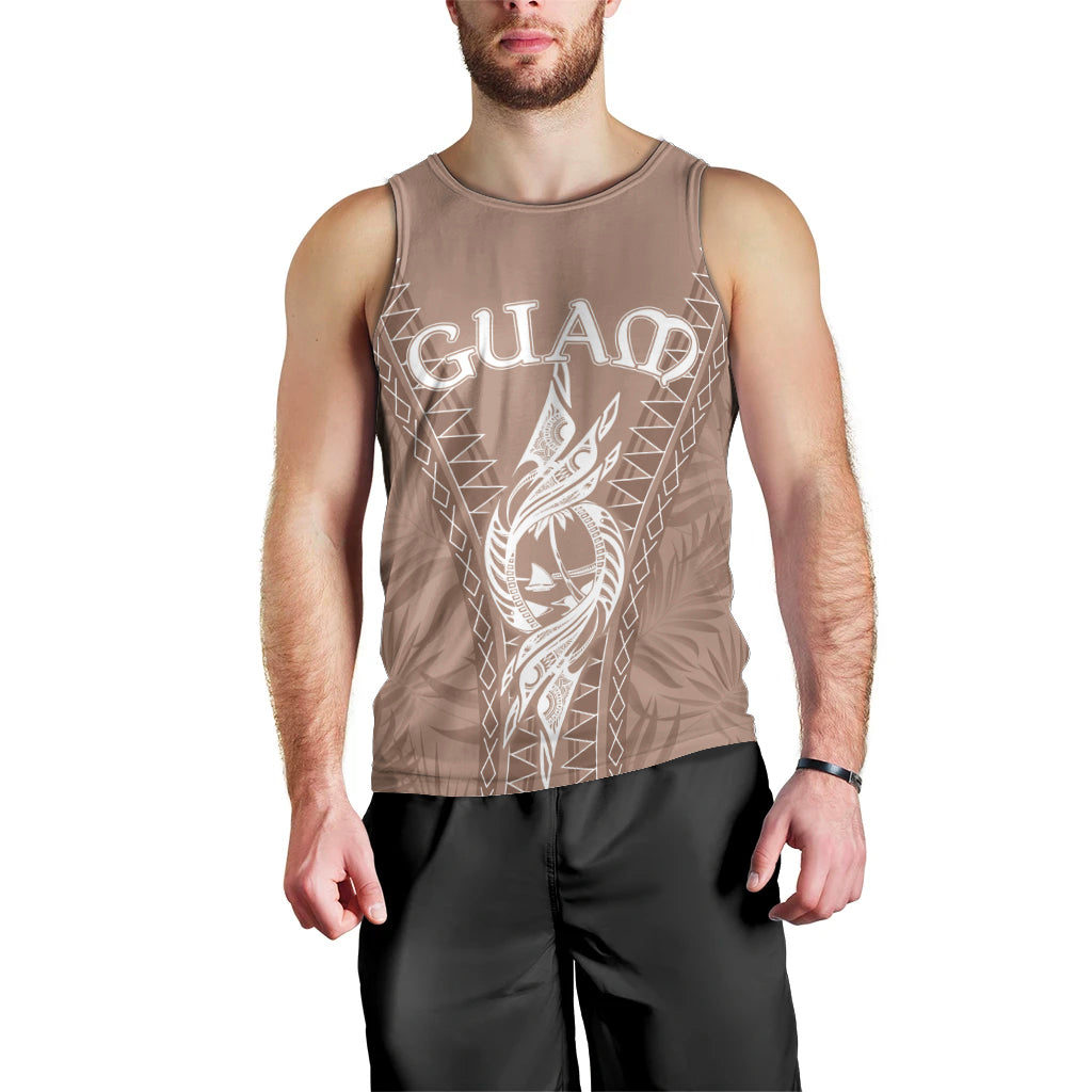 Personalised Guam Men Tank Top Chamoro Latte Stone Mix Tropical - Brown LT7 - Polynesian Pride