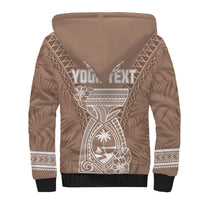 Personalised Guam Sherpa Hoodie Chamoro Latte Stone Mix Tropical - Brown LT7 - Polynesian Pride