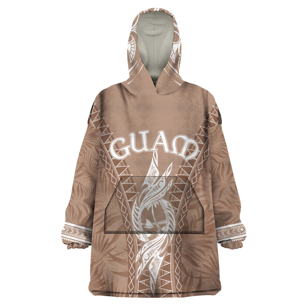 Personalised Guam Wearable Blanket Hoodie Chamoro Latte Stone Mix Tropical - Brown LT7 One Size Brown - Polynesian Pride