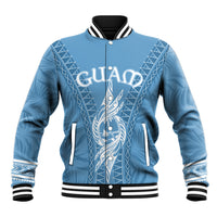 Personalised Guam Baseball Jacket Chamoro Latte Stone Mix Tropical - Blue LT7 Unisex Blue - Polynesian Pride