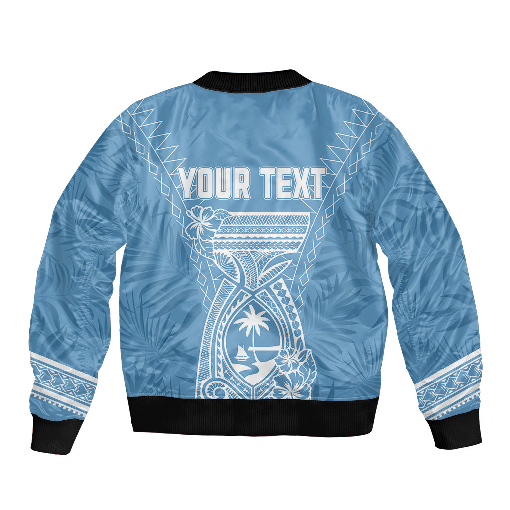 Personalised Guam Bomber Jacket Chamoro Latte Stone Mix Tropical - Blue LT7 - Polynesian Pride