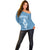 Personalised Guam Off Shoulder Sweater Chamoro Latte Stone Mix Tropical - Blue LT7 - Polynesian Pride