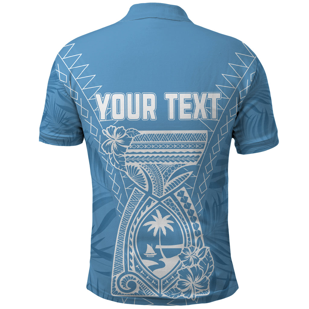 Custom Guam Polo Shirt Chamoro Latte Stone Mix Tropical Blue LT7 - Polynesian Pride