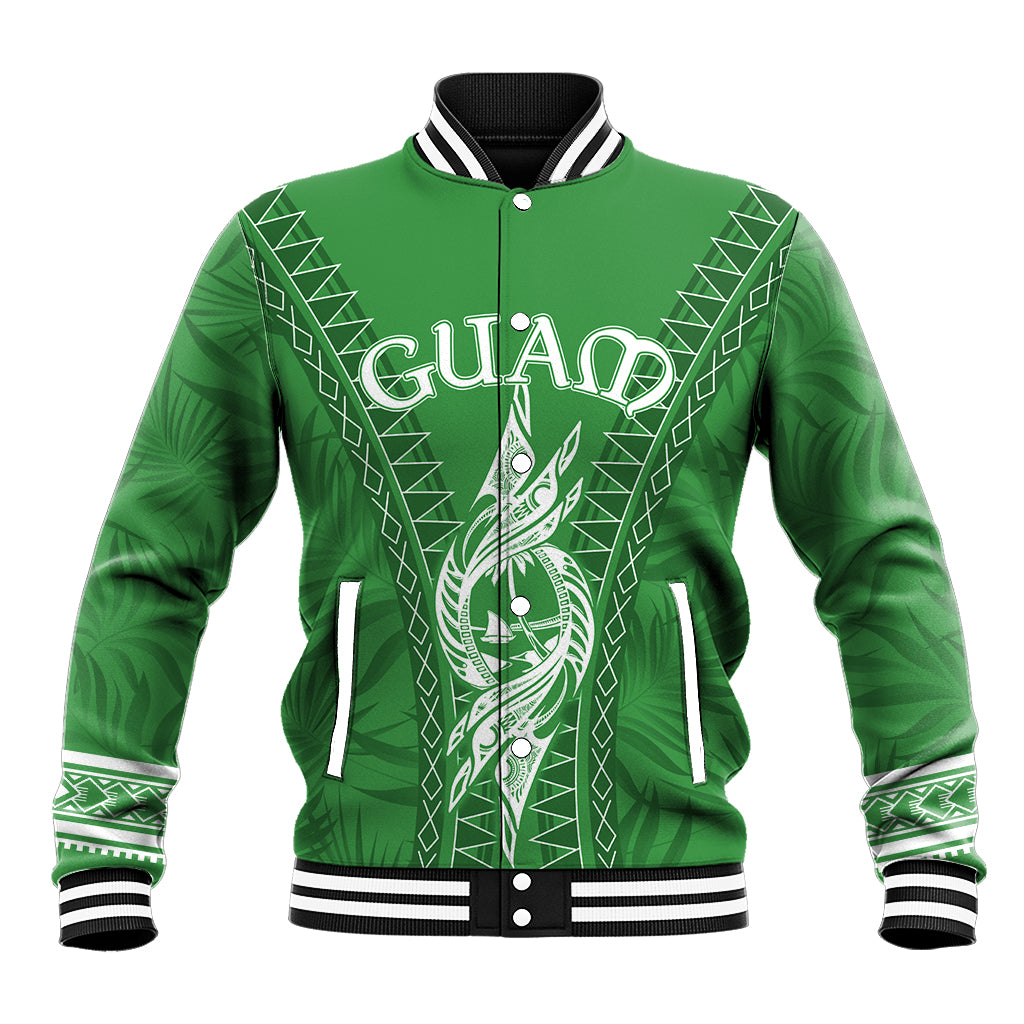 Personalised Guam Baseball Jacket Chamoro Latte Stone Mix Tropical - Green LT7 Unisex Green - Polynesian Pride