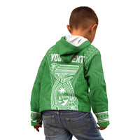 Personalised Guam Kid Hoodie Chamoro Latte Stone Mix Tropical - Green LT7 - Polynesian Pride