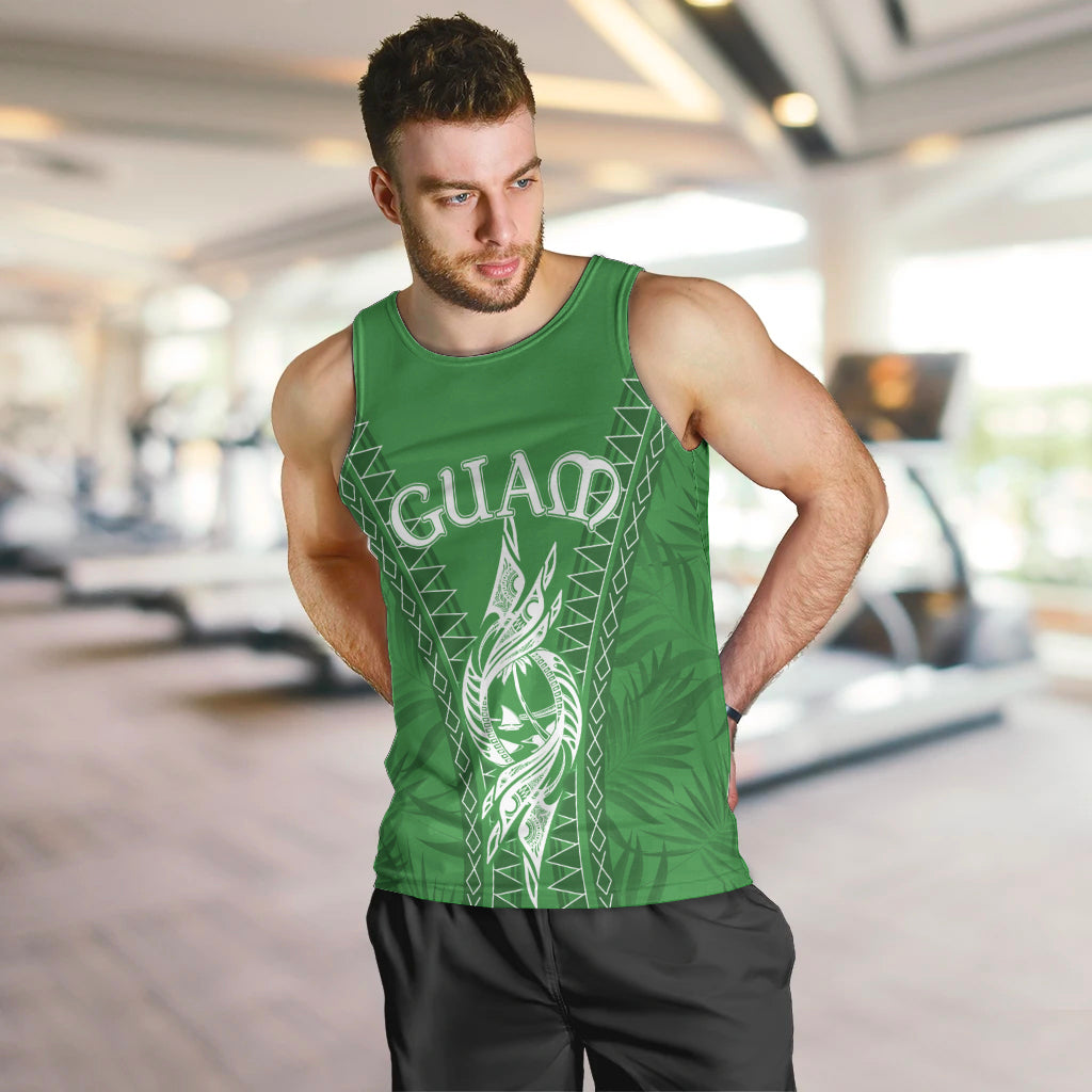 Personalised Guam Men Tank Top Chamoro Latte Stone Mix Tropical - Green LT7 Green - Polynesian Pride