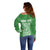 Personalised Guam Off Shoulder Sweater Chamoro Latte Stone Mix Tropical - Green LT7 - Polynesian Pride