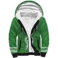 Personalised Guam Sherpa Hoodie Chamoro Latte Stone Mix Tropical - Green LT7 Unisex Green - Polynesian Pride