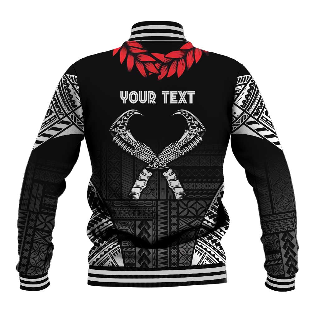 Personalized Talofa Samoa Baseball Jacket Ulafala With Toa Nifo'oti - Black LT7 - Polynesian Pride