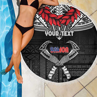 Personalized Talofa Samoa Beach Blanket Ulafala With Toa Nifo'oti - Black LT7 - Polynesian Pride