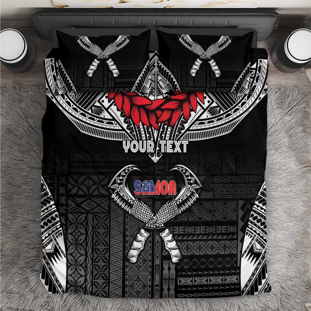 Personalized Talofa Samoa Bedding Set Ulafala With Toa Nifo'oti - Black