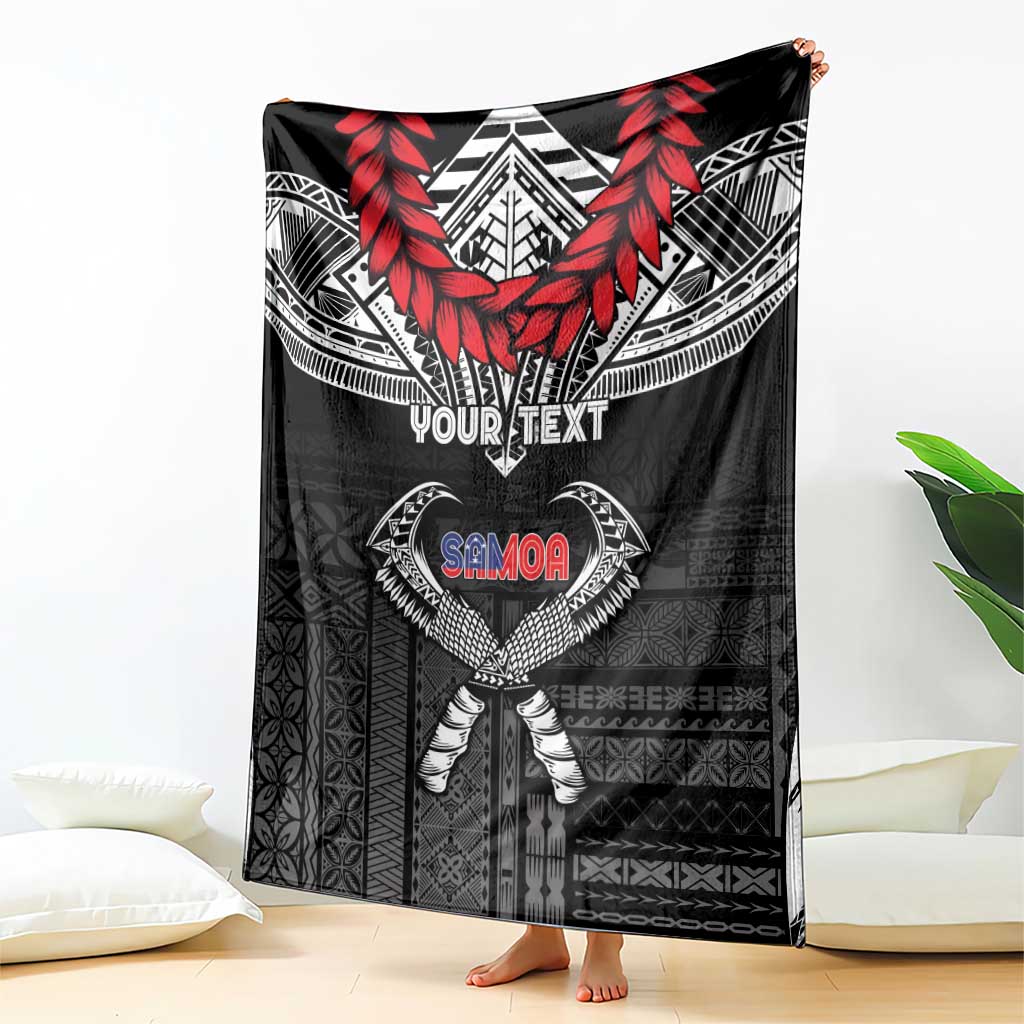Personalized Talofa Samoa Blanket Ulafala With Toa Nifo'oti - Black LT7 - Polynesian Pride