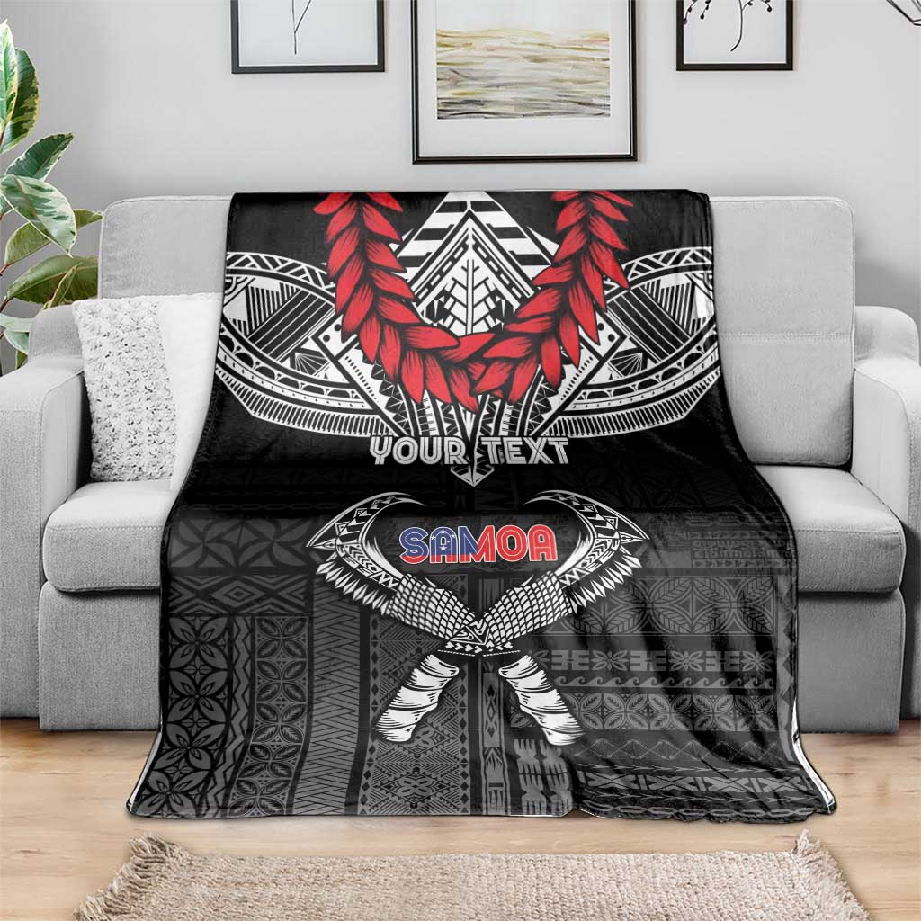 Personalized Talofa Samoa Blanket Ulafala With Toa Nifo'oti - Black LT7 - Polynesian Pride