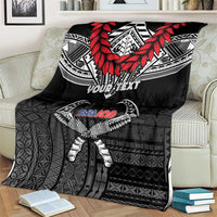 Personalized Talofa Samoa Blanket Ulafala With Toa Nifo'oti - Black LT7 - Polynesian Pride