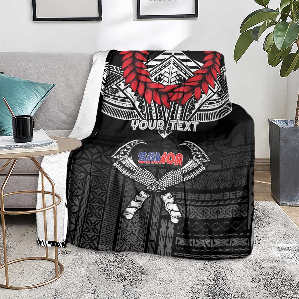 Personalized Talofa Samoa Blanket Ulafala With Toa Nifo'oti - Black LT7 - Polynesian Pride