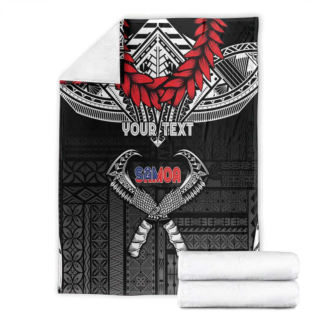 Personalized Talofa Samoa Blanket Ulafala With Toa Nifo'oti - Black LT7 - Polynesian Pride