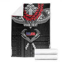 Personalized Talofa Samoa Blanket Ulafala With Toa Nifo'oti - Black LT7 - Polynesian Pride
