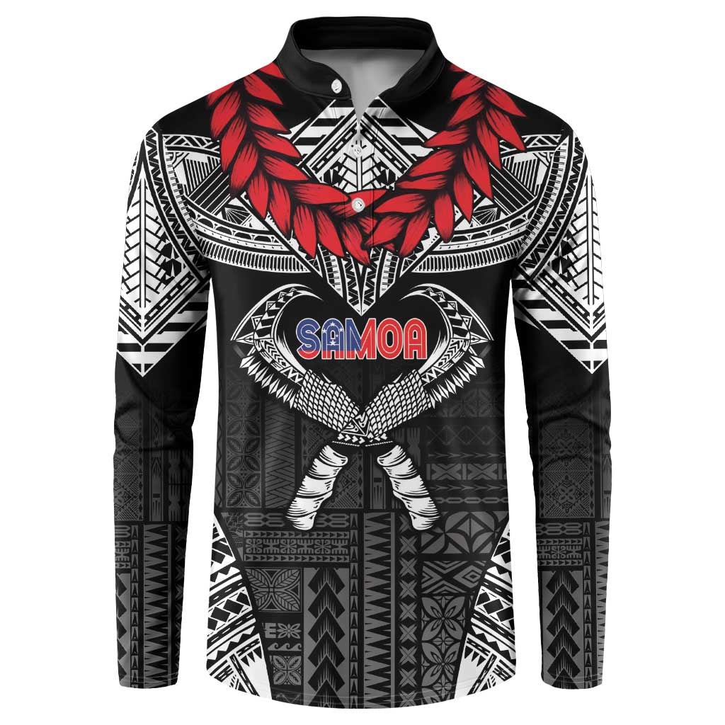 Personalized Talofa Samoa Button Sweatshirt Ulafala With Toa Nifo'oti - Black LT7 Black - Polynesian Pride