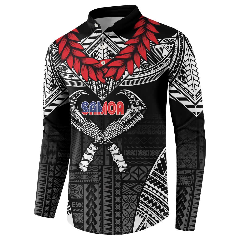 Personalized Talofa Samoa Button Sweatshirt Ulafala With Toa Nifo'oti - Black LT7 - Polynesian Pride