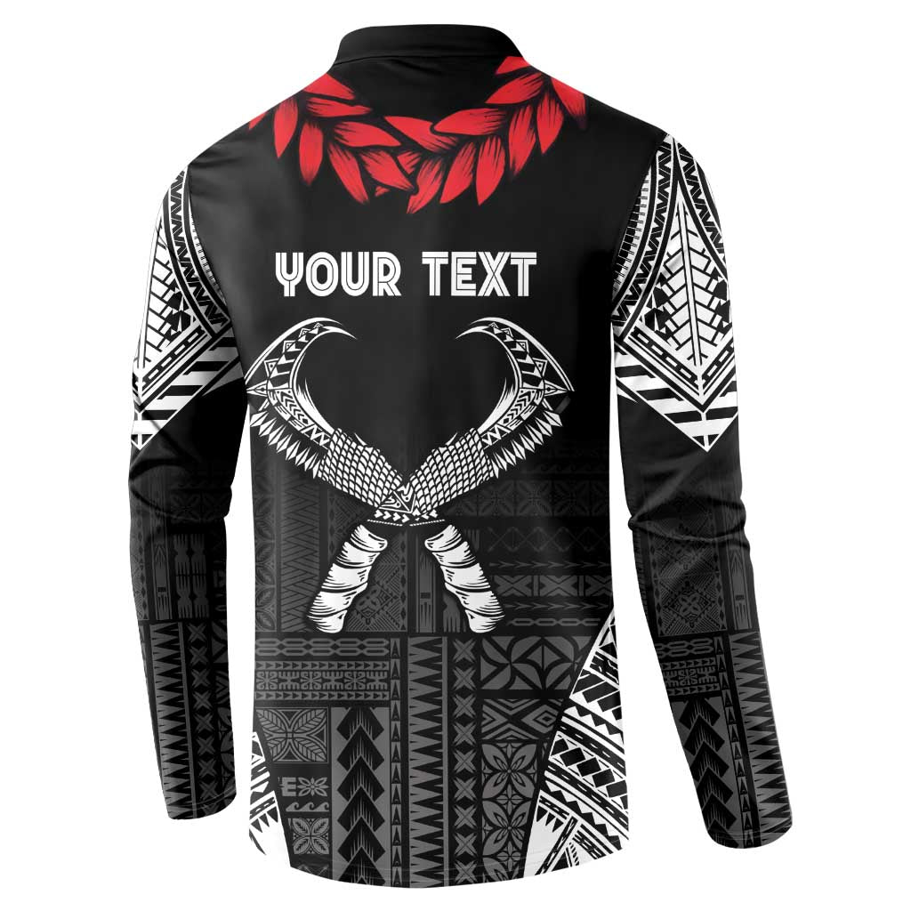 Personalized Talofa Samoa Button Sweatshirt Ulafala With Toa Nifo'oti - Black LT7 - Polynesian Pride