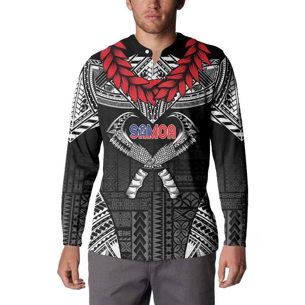 Personalized Talofa Samoa Button Sweatshirt Ulafala With Toa Nifo'oti - Black LT7 - Polynesian Pride