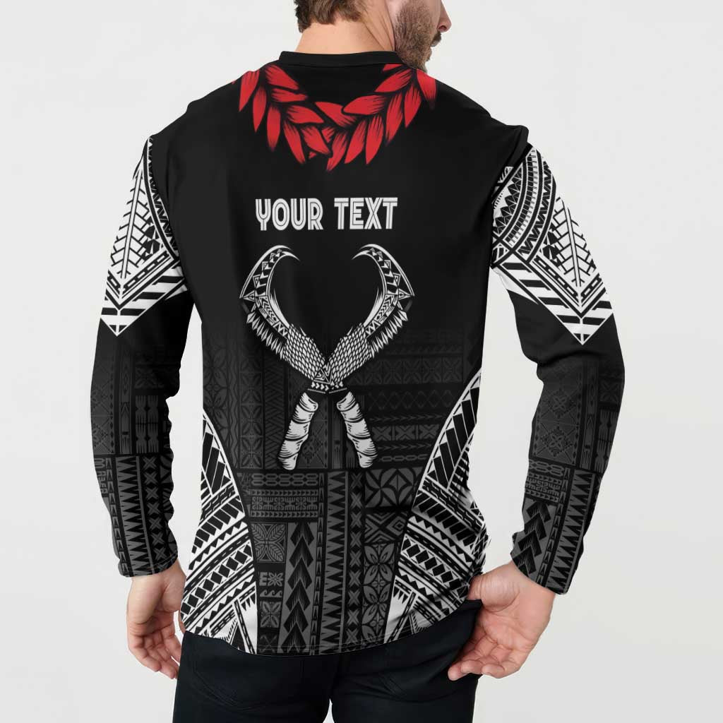 Personalized Talofa Samoa Button Sweatshirt Ulafala With Toa Nifo'oti - Black LT7 - Polynesian Pride