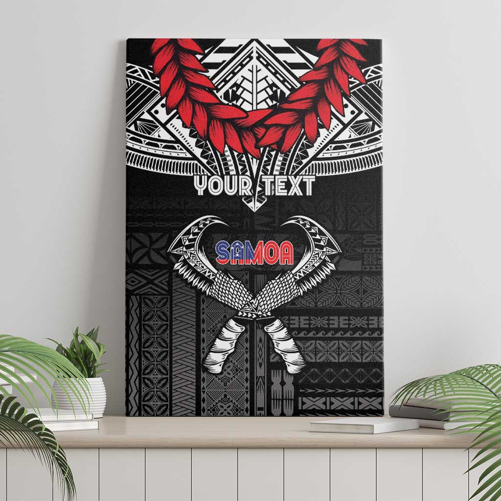 Personalized Talofa Samoa Canvas Wall Art Ulafala With Toa Nifo'oti - Black LT7 - Polynesian Pride