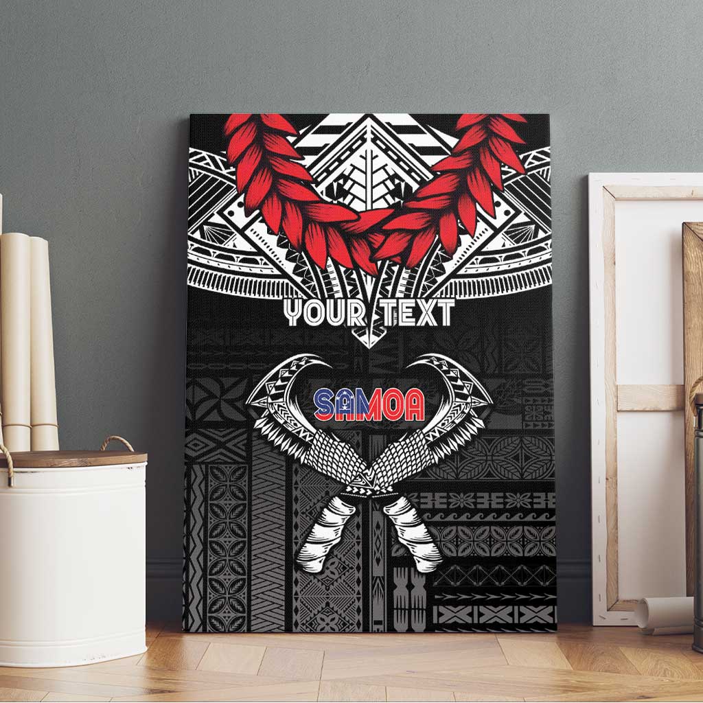 Personalized Talofa Samoa Canvas Wall Art Ulafala With Toa Nifo'oti - Black LT7 - Polynesian Pride