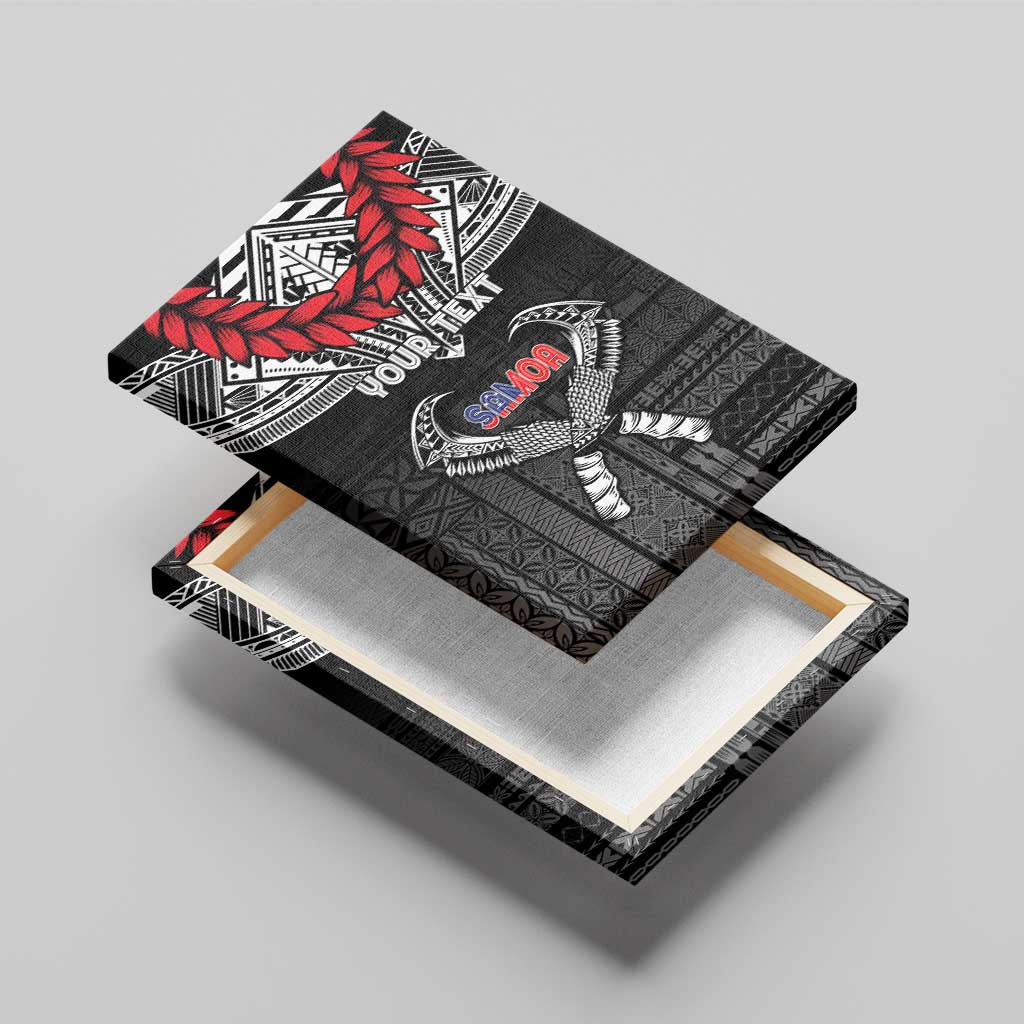 Personalized Talofa Samoa Canvas Wall Art Ulafala With Toa Nifo'oti - Black LT7 - Polynesian Pride