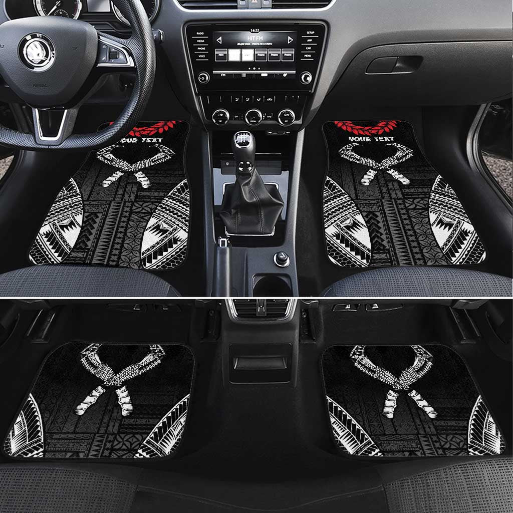 Personalized Talofa Samoa Car Mats Ulafala With Toa Nifo'oti - Black LT7 Set 4pcs Black - Polynesian Pride