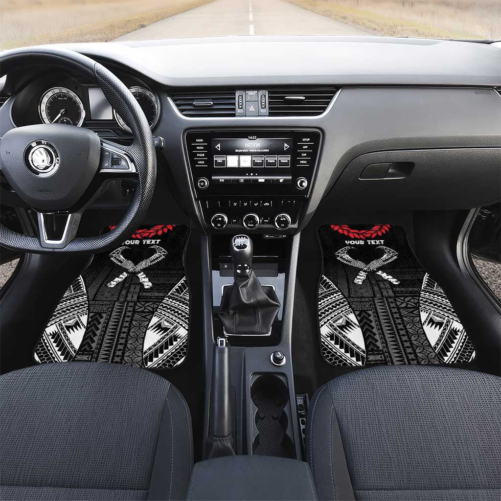 Personalized Talofa Samoa Car Mats Ulafala With Toa Nifo'oti - Black LT7 Set 2pcs - Front Black - Polynesian Pride