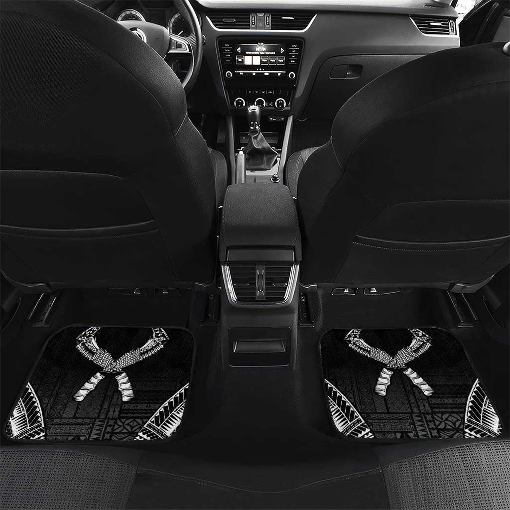 Personalized Talofa Samoa Car Mats Ulafala With Toa Nifo'oti - Black LT7 Set 2pcs - Back Black - Polynesian Pride