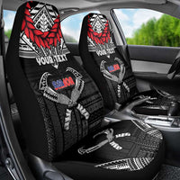 Personalized Talofa Samoa Car Seat Cover Ulafala With Toa Nifo'oti - Black