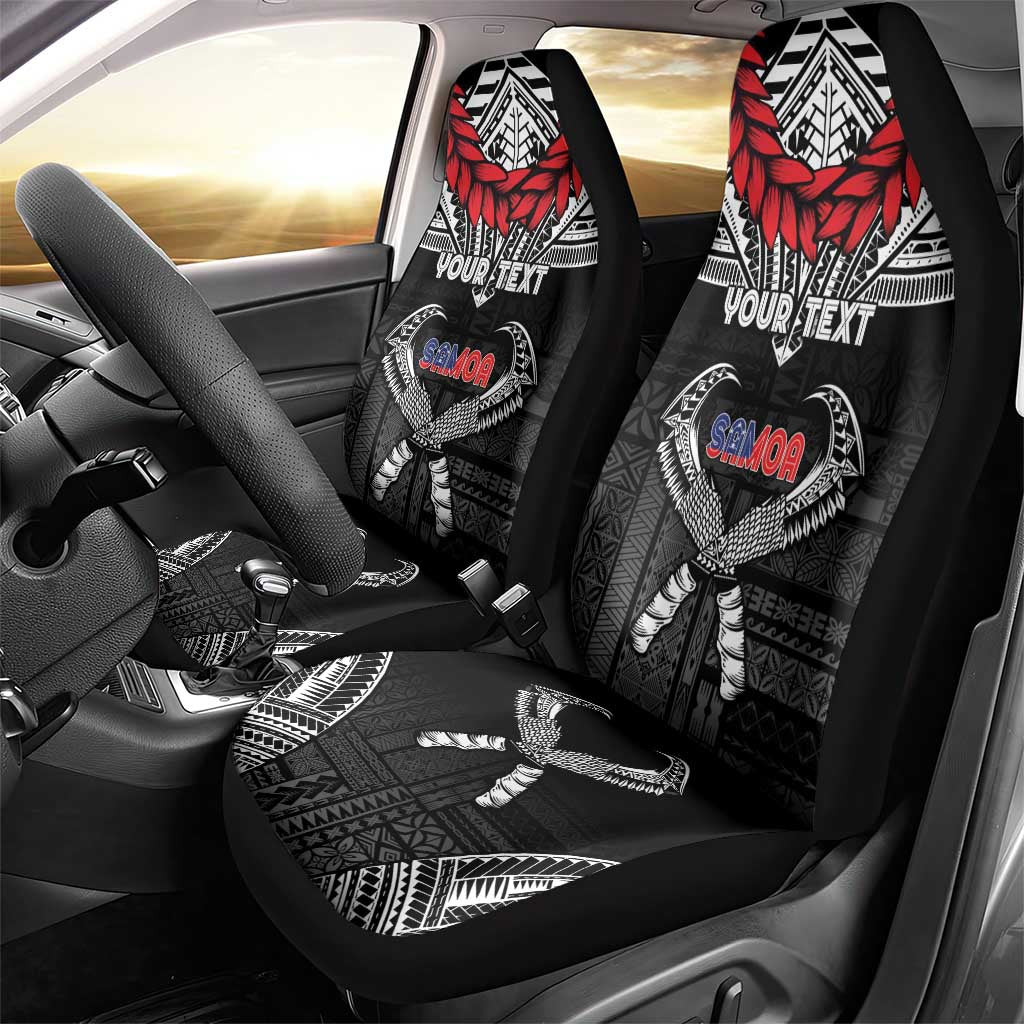 Personalized Talofa Samoa Car Seat Cover Ulafala With Toa Nifo'oti - Black