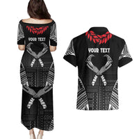 Personalized Talofa Samoa Couples Matching Puletasi and Hawaiian Shirt Ulafala With Toa Nifo'oti - Black LT7 - Polynesian Pride
