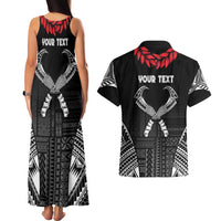 Personalized Talofa Samoa Couples Matching Tank Maxi Dress and Hawaiian Shirt Ulafala With Toa Nifo'oti - Black LT7 - Polynesian Pride