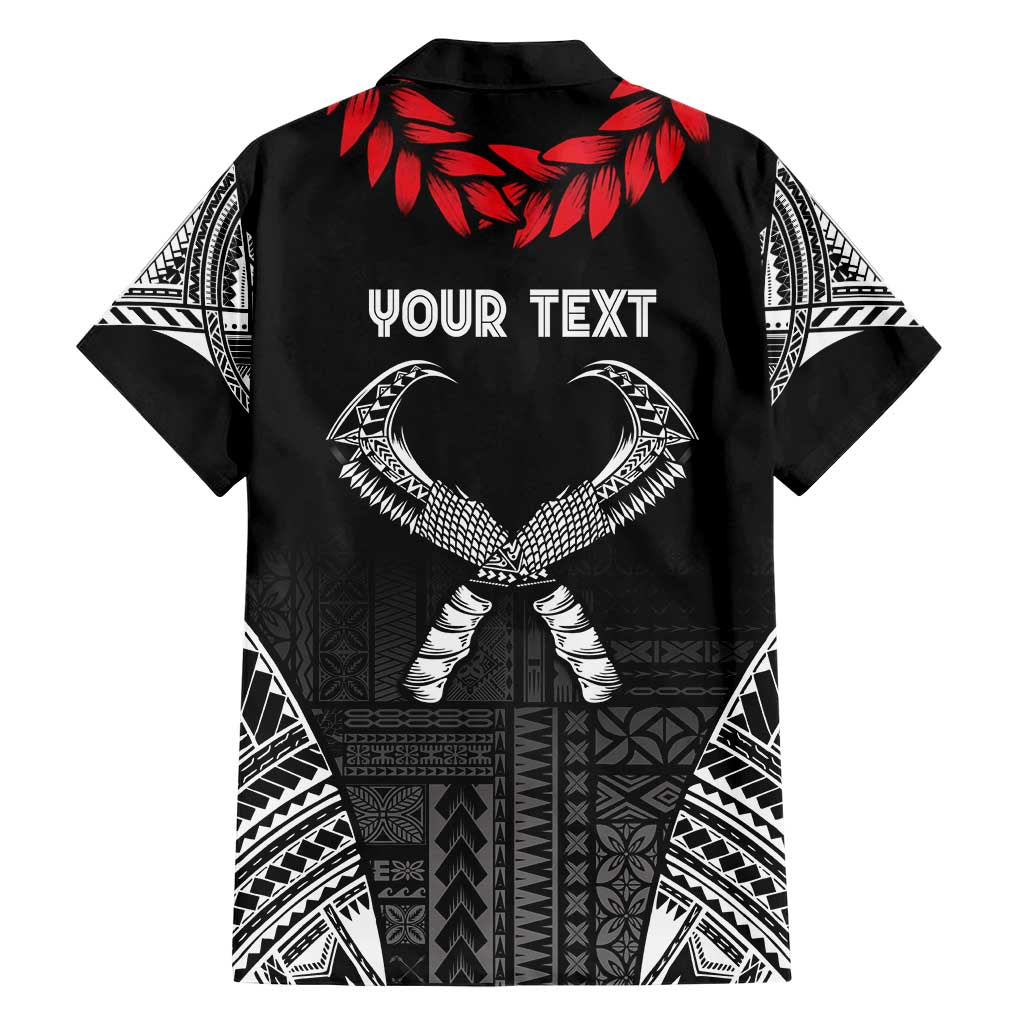 Personalized Talofa Samoa Family Matching Short Sleeve Bodycon Dress and Hawaiian Shirt Ulafala With Toa Nifo'oti - Black