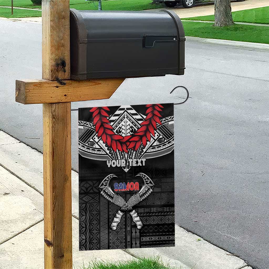 Personalized Talofa Samoa Garden Flag Ulafala With Toa Nifo'oti - Black