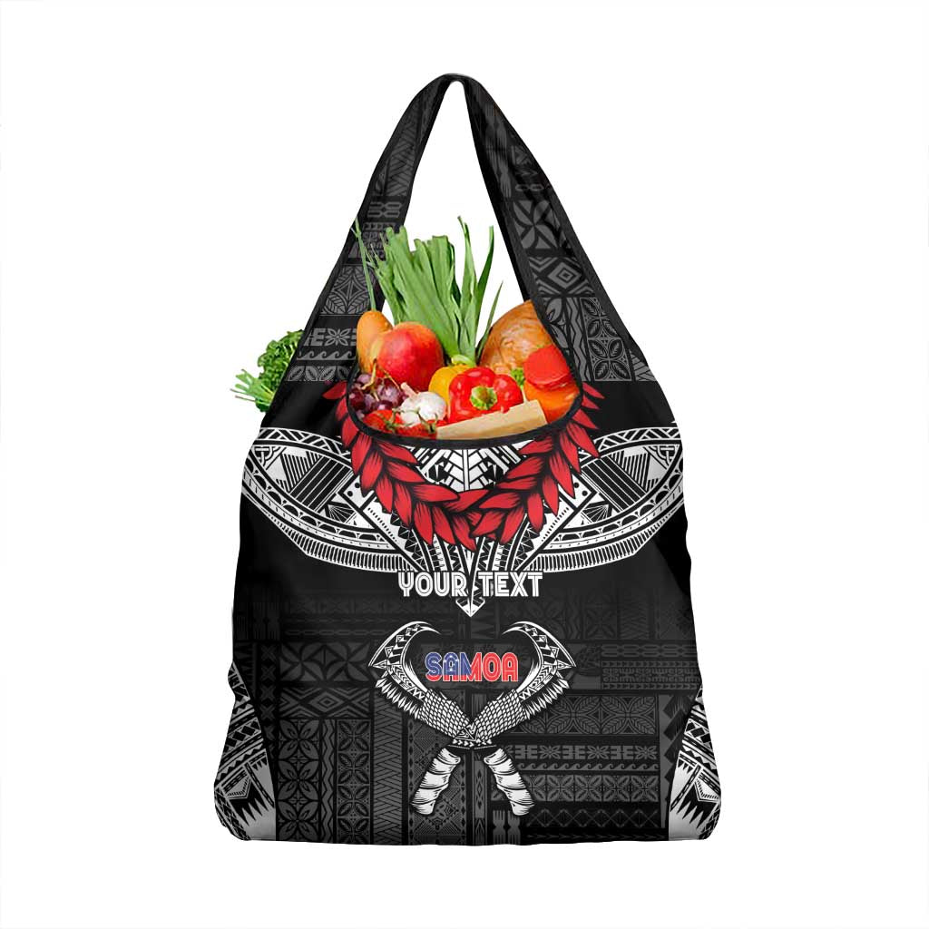 Personalized Talofa Samoa Grocery Bag Ulafala With Toa Nifo'oti - Black LT7 1-pack One Size Black - Polynesian Pride