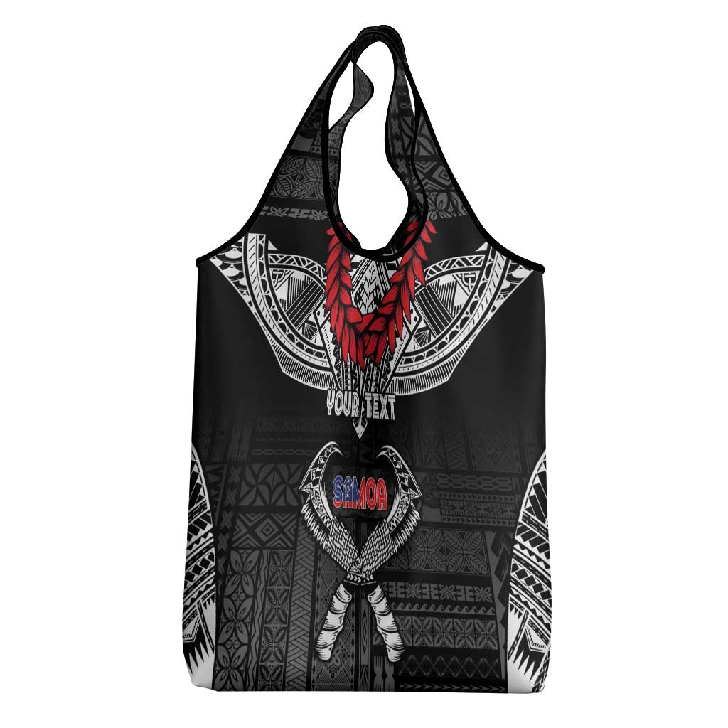 Personalized Talofa Samoa Grocery Bag Ulafala With Toa Nifo'oti - Black LT7 - Polynesian Pride