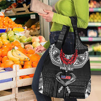 Personalized Talofa Samoa Grocery Bag Ulafala With Toa Nifo'oti - Black LT7 - Polynesian Pride