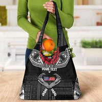 Personalized Talofa Samoa Grocery Bag Ulafala With Toa Nifo'oti - Black LT7 - Polynesian Pride