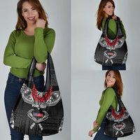 Personalized Talofa Samoa Grocery Bag Ulafala With Toa Nifo'oti - Black LT7 - Polynesian Pride