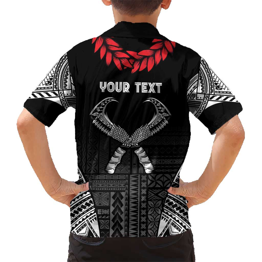 Personalized Talofa Samoa Kid Hawaiian Shirt Ulafala With Toa Nifo'oti - Black LT7 - Polynesian Pride
