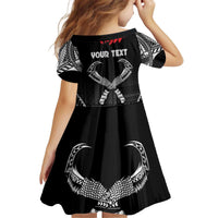 Personalized Talofa Samoa Kid Short Sleeve Dress Ulafala With Toa Nifo'oti - Black