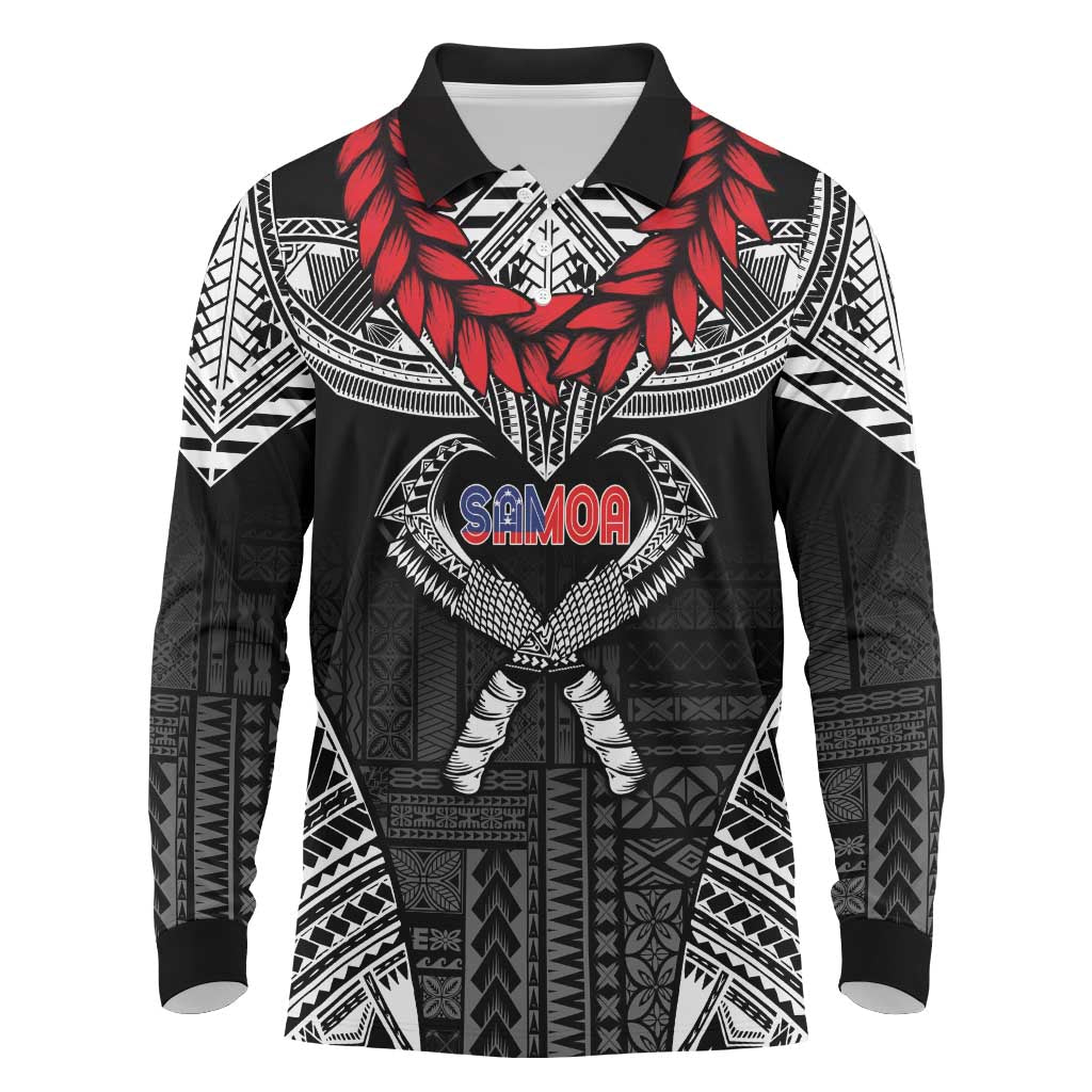 Personalized Talofa Samoa Long Sleeve Polo Shirt Ulafala With Toa Nifo'oti - Black