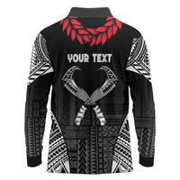 Personalized Talofa Samoa Long Sleeve Polo Shirt Ulafala With Toa Nifo'oti - Black