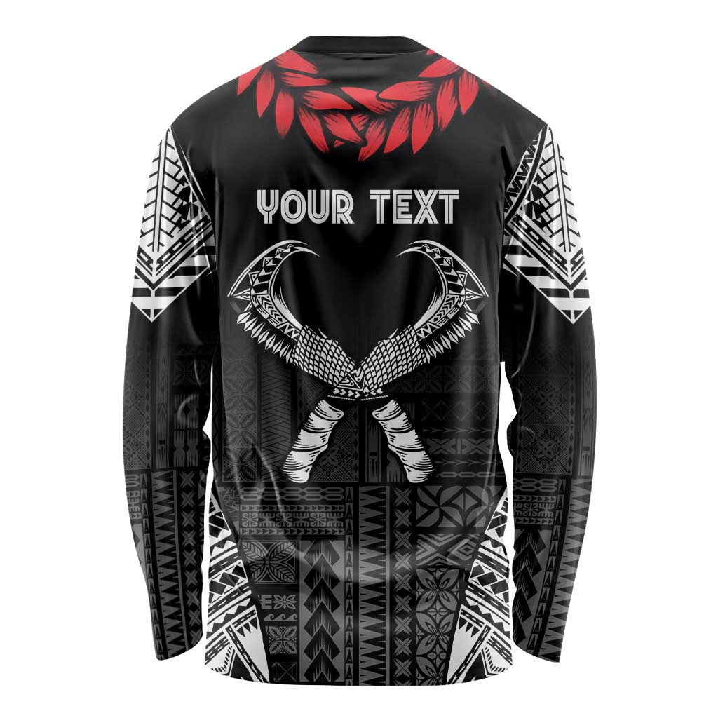 Personalized Talofa Samoa Long Sleeve Shirt Ulafala With Toa Nifo'oti - Black LT7 - Polynesian Pride