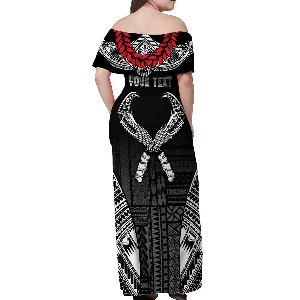 Personalized Talofa Samoa Off Shoulder Maxi Dress Ulafala With Toa Nifo'oti - Black