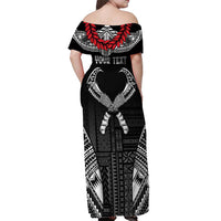 Personalized Talofa Samoa Off Shoulder Maxi Dress Ulafala With Toa Nifo'oti - Black